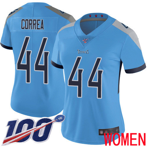 Tennessee Titans Limited Light Blue Women Kamalei Correa Alternate Jersey NFL Football #44 100th Season Vapor Untouchable->women nfl jersey->Women Jersey